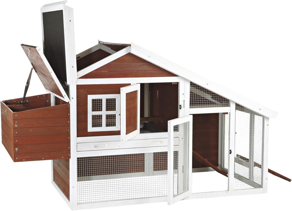 72-in Enclosed Outdoor Chicken Coop with Run and Nesting Box F519