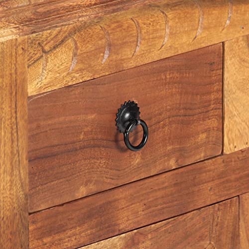 Rustic Sideboard Solid Acacia Wood Brown Two Doors Two Drawers 24.8"x11.8"x29.5" P18702