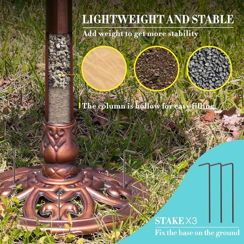 Gold Polyresin Bird Bath with Solar Fountain W677664