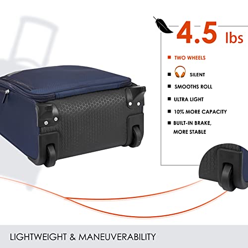 Carry On Underseat Luggage with Wheels & USB Port, Wheeled Spinner Bag, Lightweight Suitcase X50196