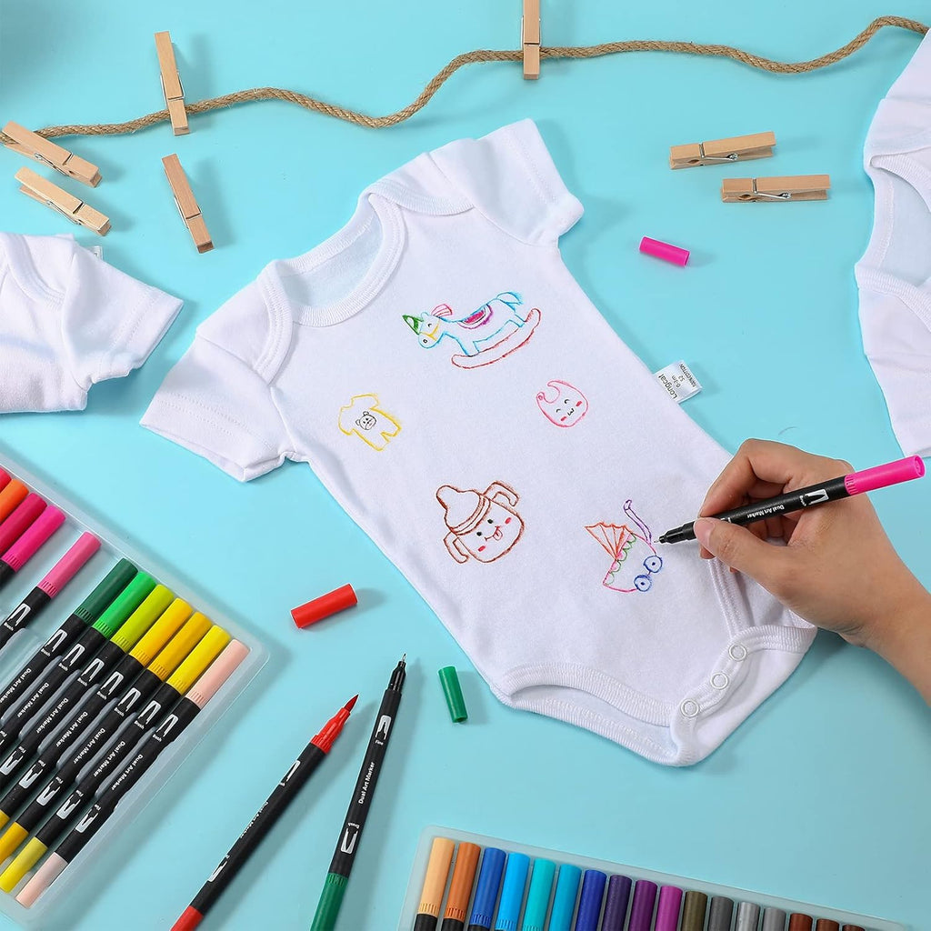 24 Pcs Unisex Baby Bodysuit Cotton Short Sleeve Bodysuits O220