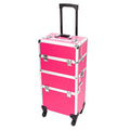 3 in 1 Rolling Makeup Train Case, Aluminum Cosmetic Case on Wheels S6051