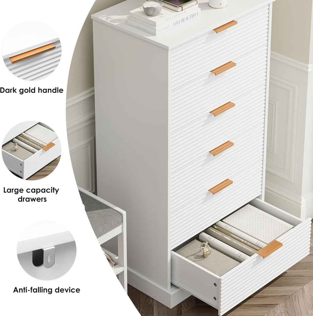 6 Drawer White Dresser Y909