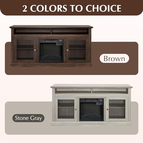 Brown 65 Inch Wood Fireplace TV Stand Z8161