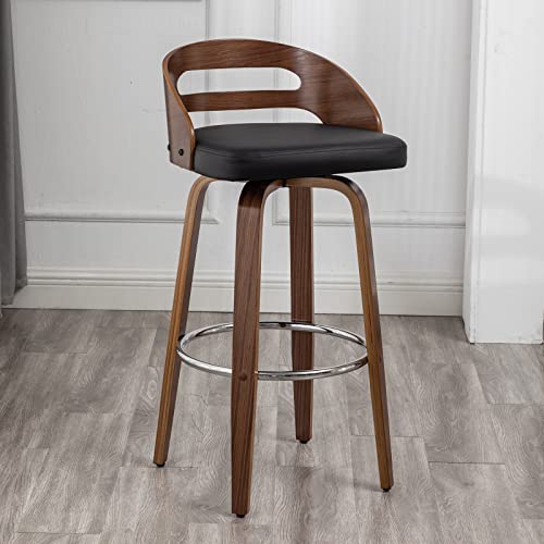 Black Swivel Bar Stools Set of 2, 24.6-Inch Seat Height Y862080