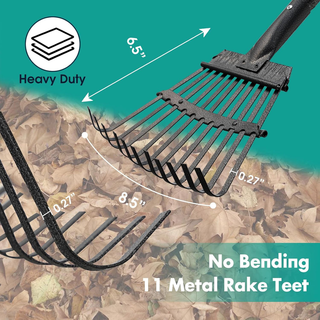 60 Inch Long Handle Metal Garden Leaf Rake C99846