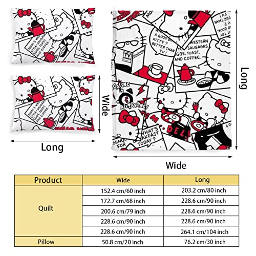 Kawaii Cat Printed Full Comforter Cover Set with 2 Pillowcase Z626290
