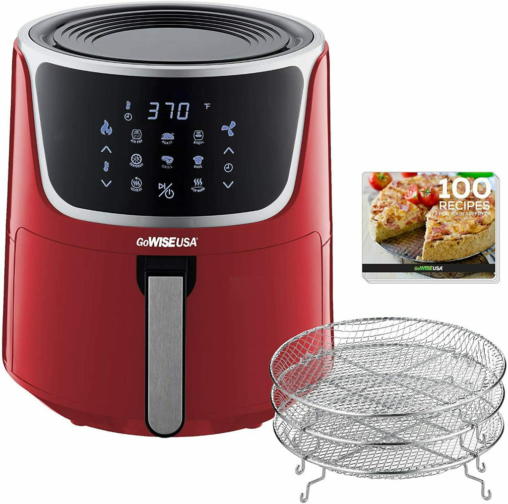 7-Qt. Extra Large Electric Air Fryer with Dehydrator Red Q306
