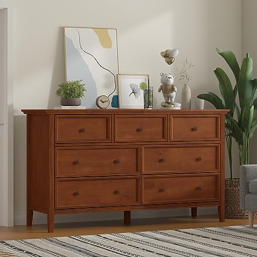 White 7 Drawer Solid Wood Dresser E875026