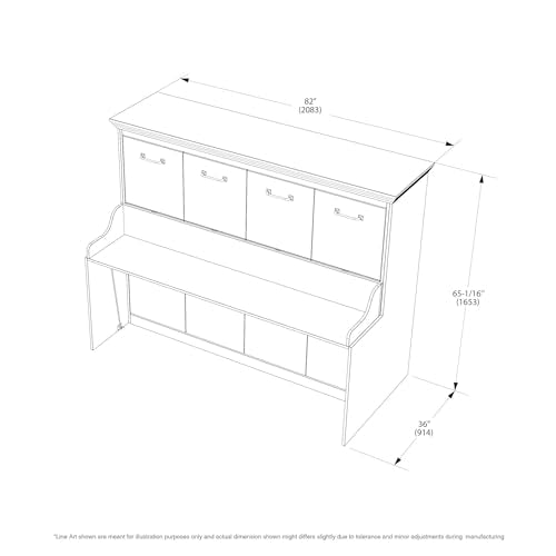 Full Murphy Bed with Desk Engineered and Solid Wood F41246