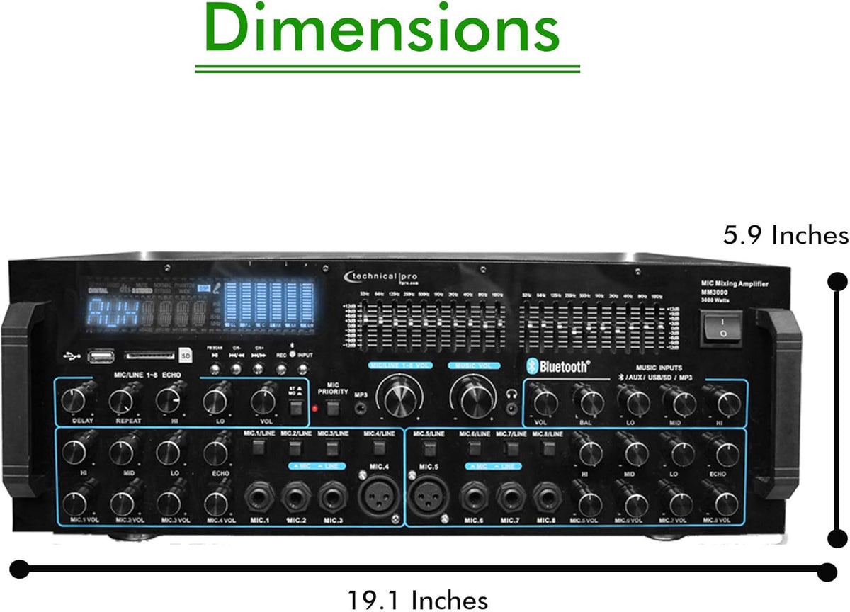 3000 Watts Professional Mic Mixing Amplifier with Bluetooth C892871