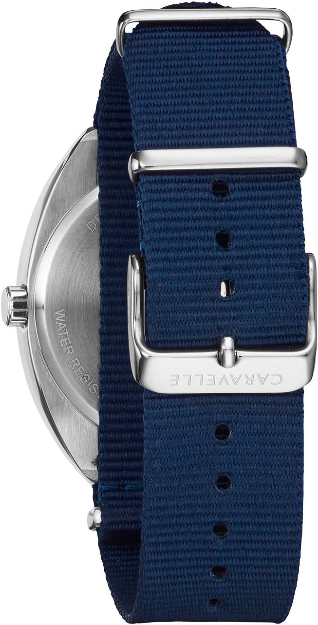Retro Quartz Mens Watch, Stainless Steel with Blue Nylon Strap, Silver-Tone Y305569