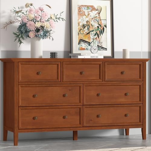 White 7 Drawer Solid Wood Dresser E875026