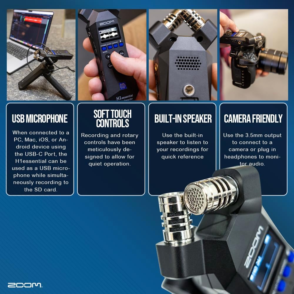 Stereo Handy Recorder Portable Audio Recorder 32 Bit Float USB X/Y Microphone 64GB SD Tripod Headphone I73067