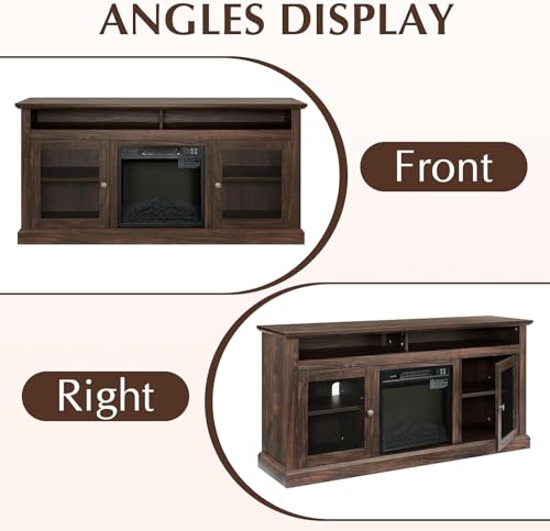 Brown 65 Inch Wood Fireplace TV Stand Z8161