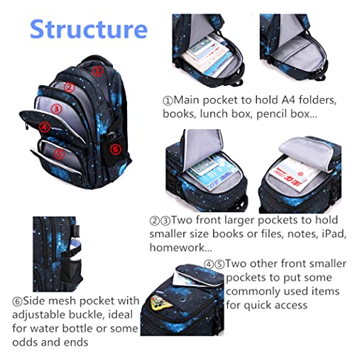 Galaxy Print Rolling Backpack Boys Bookbag on Wheels P2810