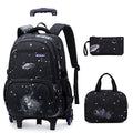 Galaxy Print Rolling Backpack Boys Bookbag on Wheels P2810