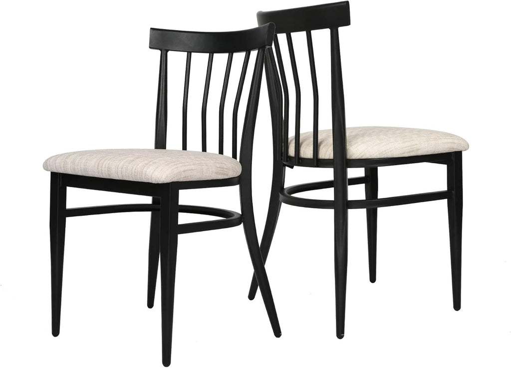 2 Set Dining Side Chairs with Wooden Seat and Metal Legs L982
