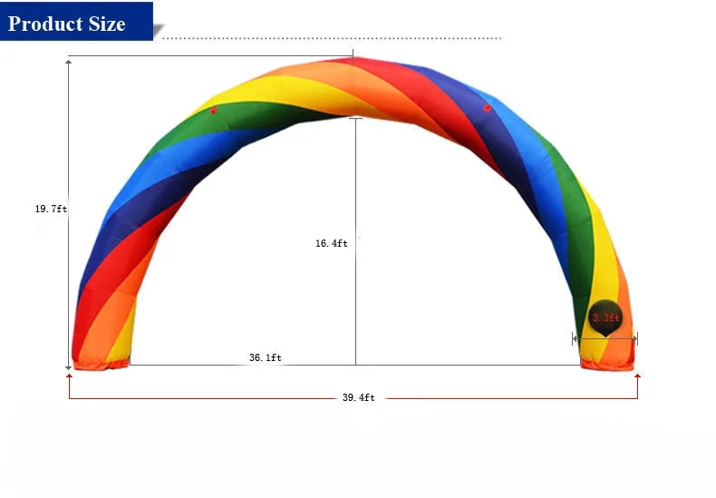 39.4ft Inflatable Rainbow Advertising Arch with Blower R974771