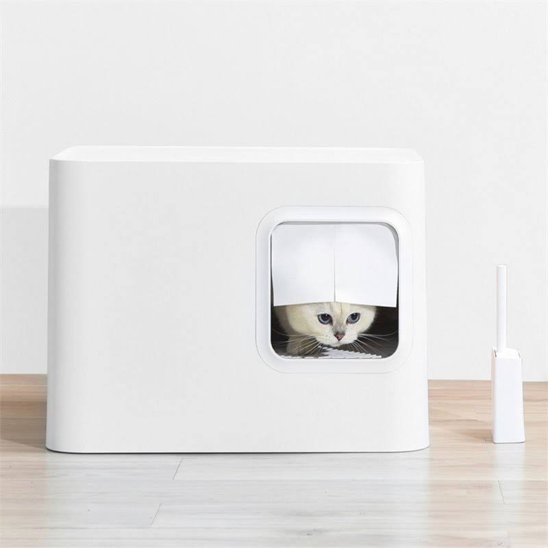 Cloud White Enclosed Cat Litter Box U480719