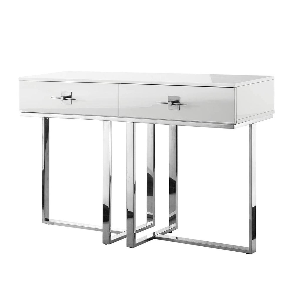 High Gloss Stainless Steel 2 Drawers Console Table S169