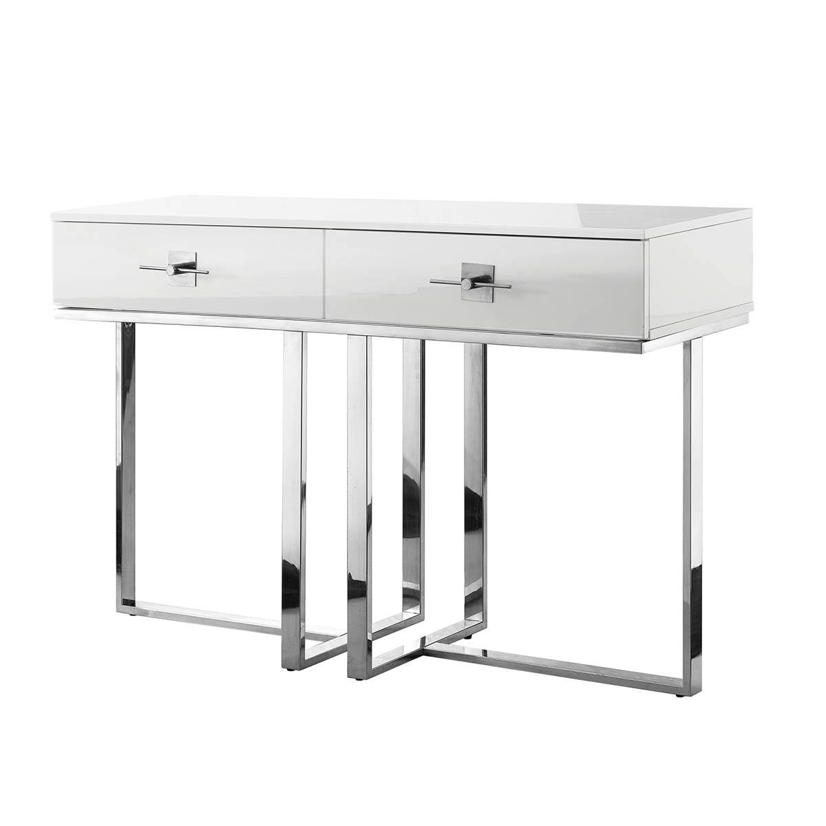 High Gloss Stainless Steel 2 Drawers Console Table S169
