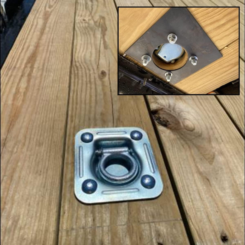 Four Recessed Tie-Down D-Rings with Mounting Lock Plate and Bolting Hardware W3142