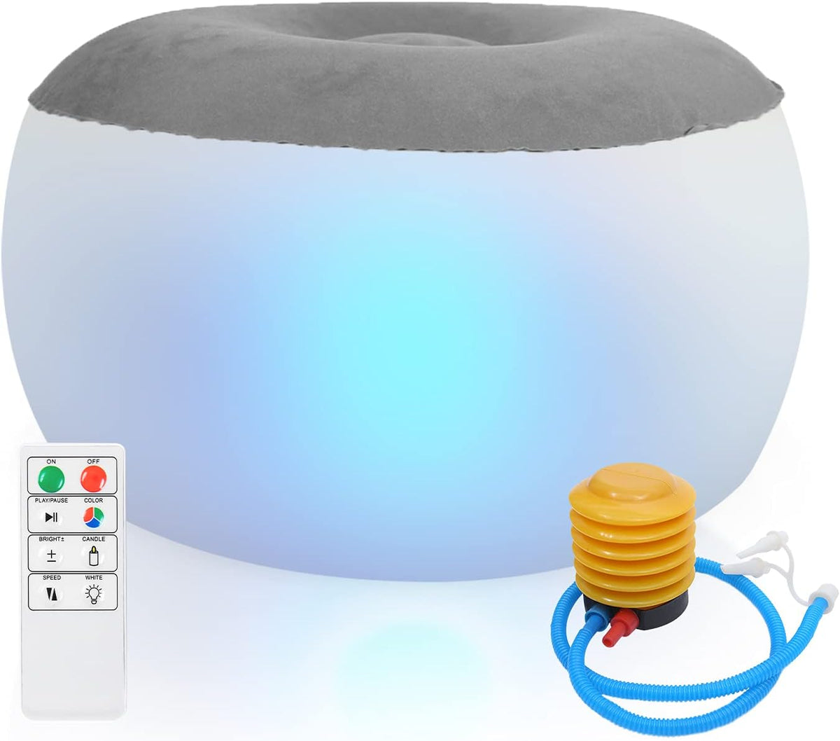 Inflatable Stool Ottoman with Remote Control LED Light and Foot Pump Z276087