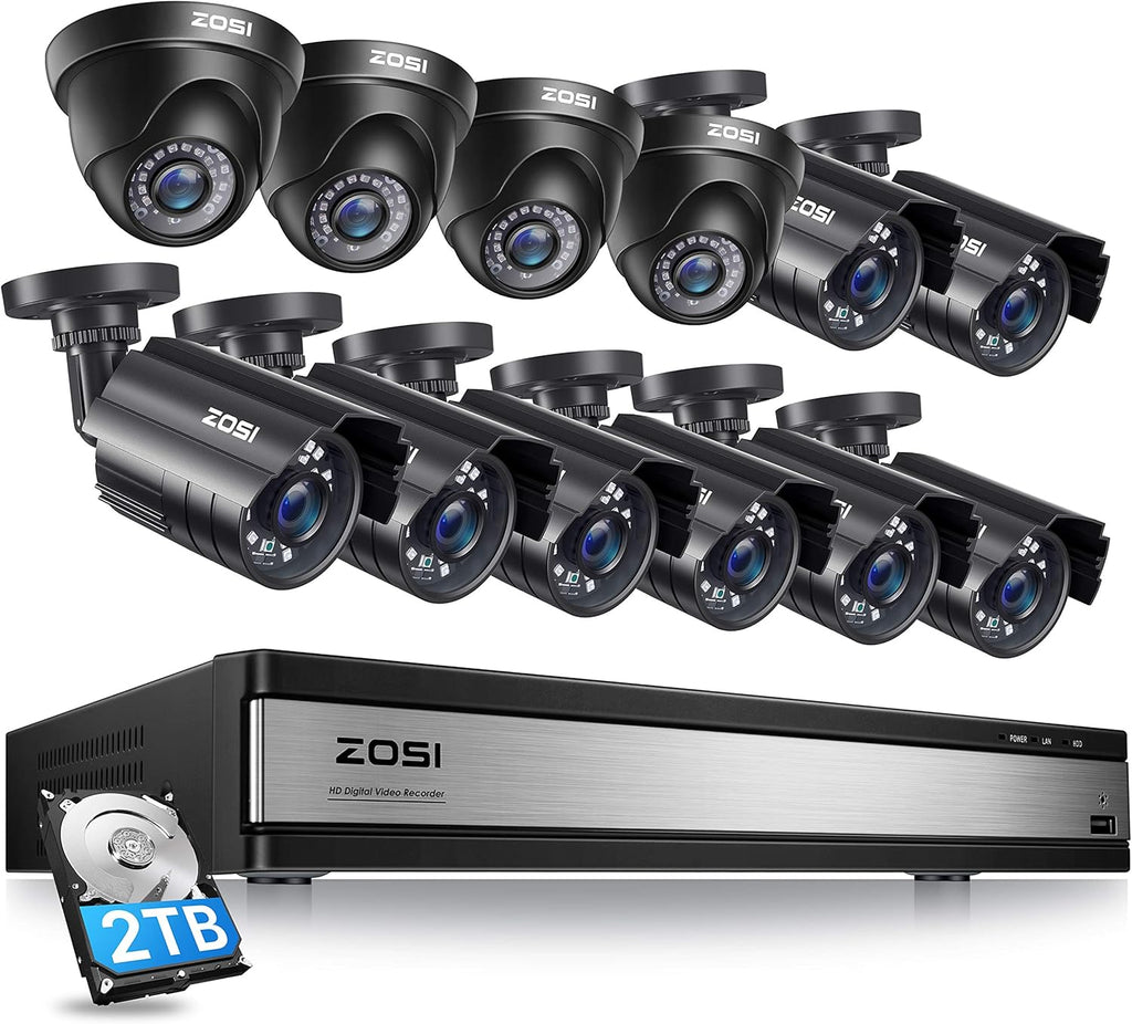 16CH 1080P Security Camera System with 2TB Hard Drive, 12PCS 1080P Outdoor Indoor Surveillance Cameras L41337
