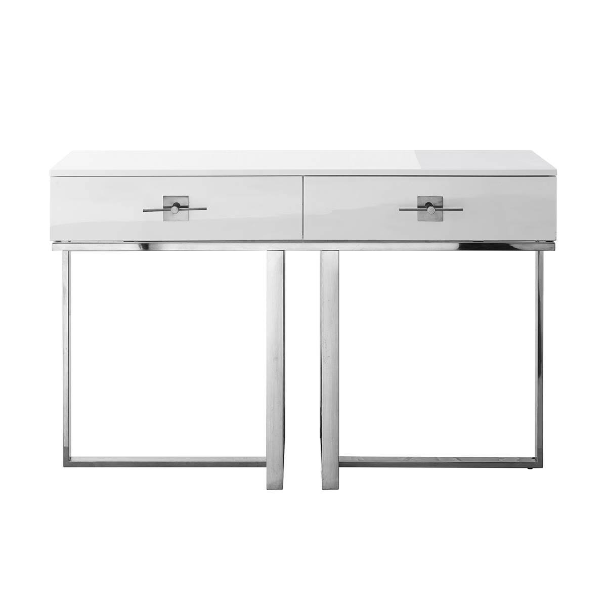 High Gloss Stainless Steel 2 Drawers Console Table S169