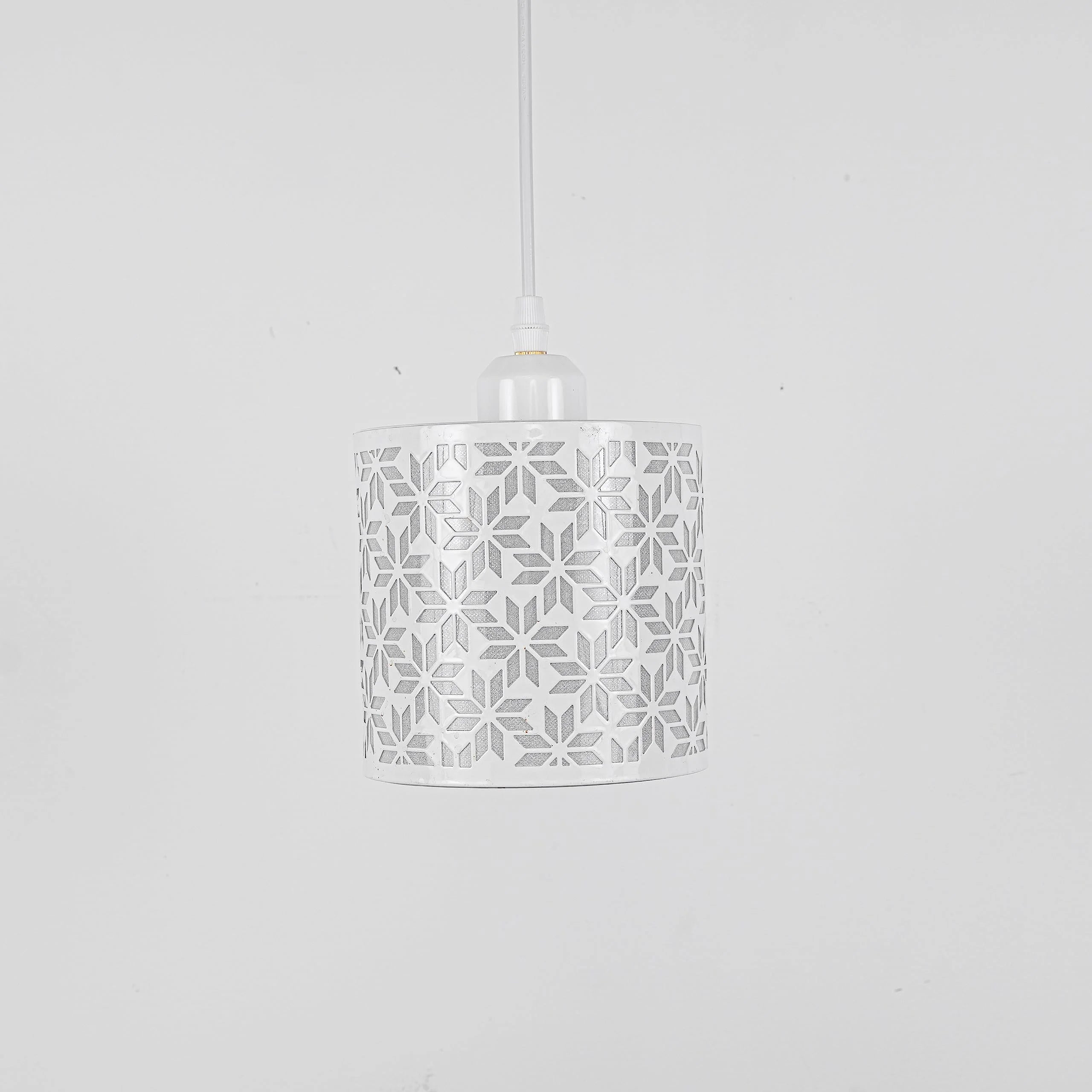 Rechargeable Battery Operated Pendant Light with Sleeve&Round Hook RGB Mode Adjustable Wire Length White Hollow Maple Leaf Shade Dimmable V744923