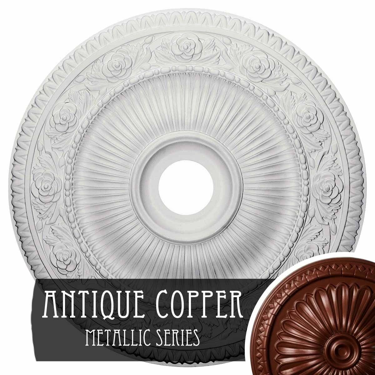 24 1/4x22OD x 3 7/8x22ID x 2x22P Hand-Painted Ceiling Medallion F335
