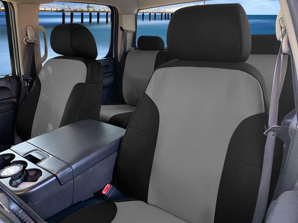 Gray & Black Neoprene Front Seat Covers D630758