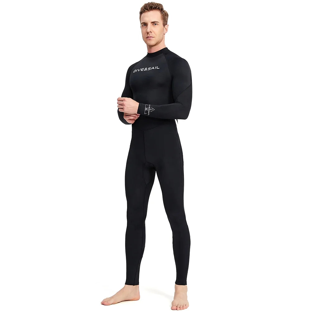 Men One Piece Swimsuit Long Sleeve Surf Suit J698