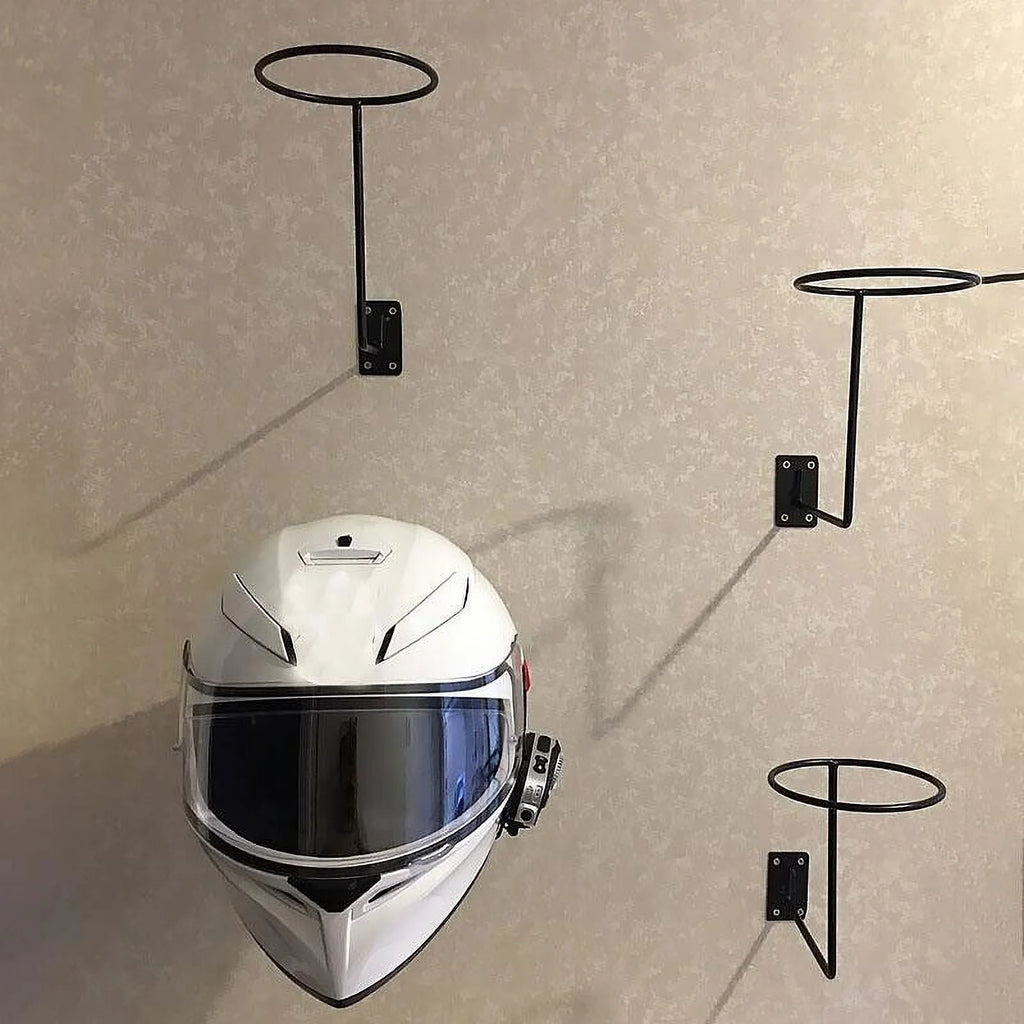 Black Wall Mount Motorcycle Helmet Holder Rack I3947