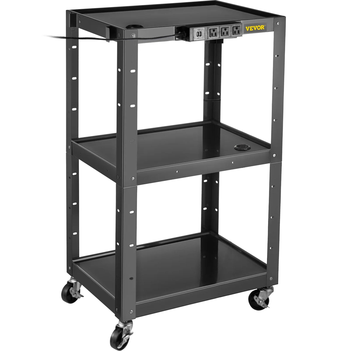 3-Shelf Steel AV Cart with Electric Power Cord W677