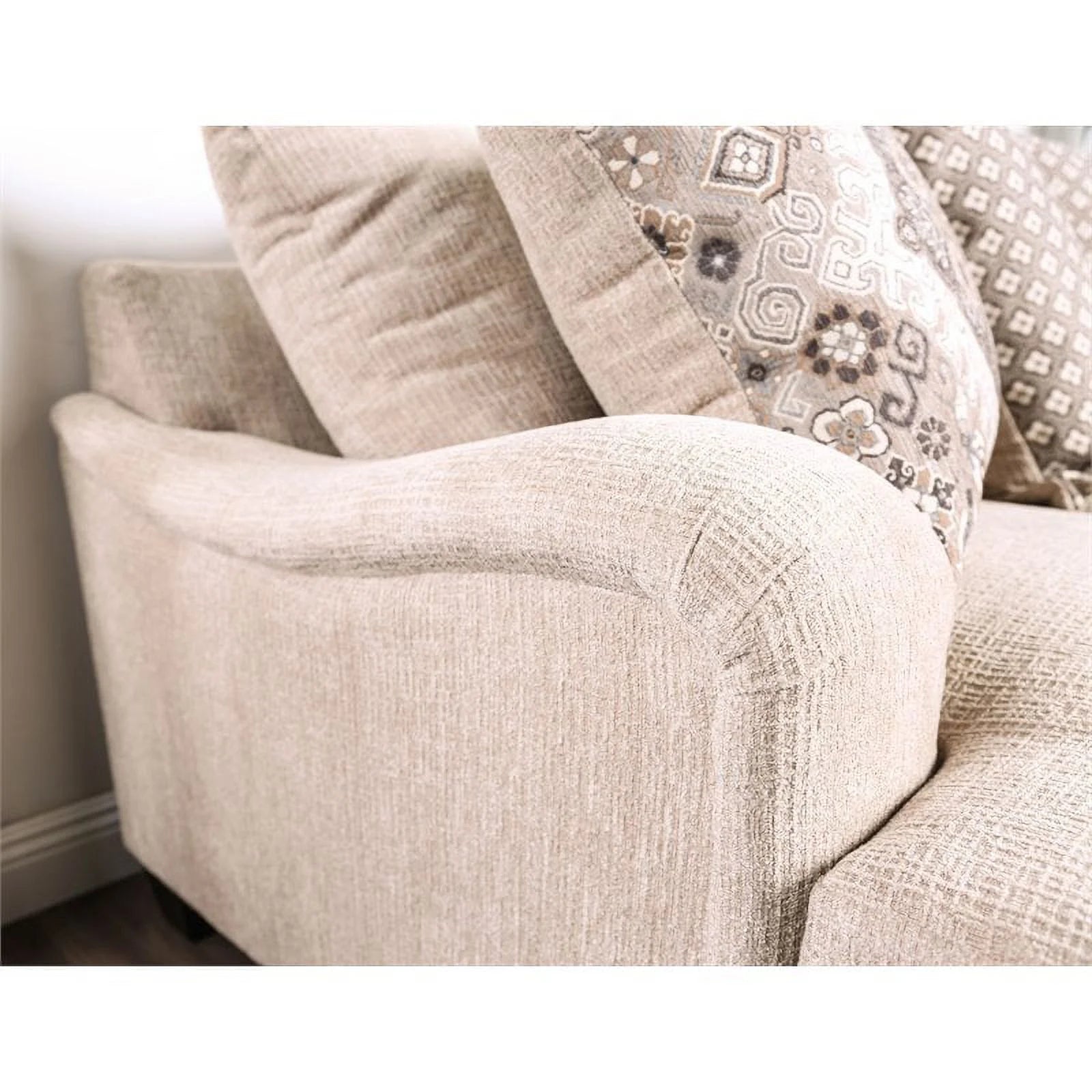 Brown Chenille Nail Head Loveseat M808