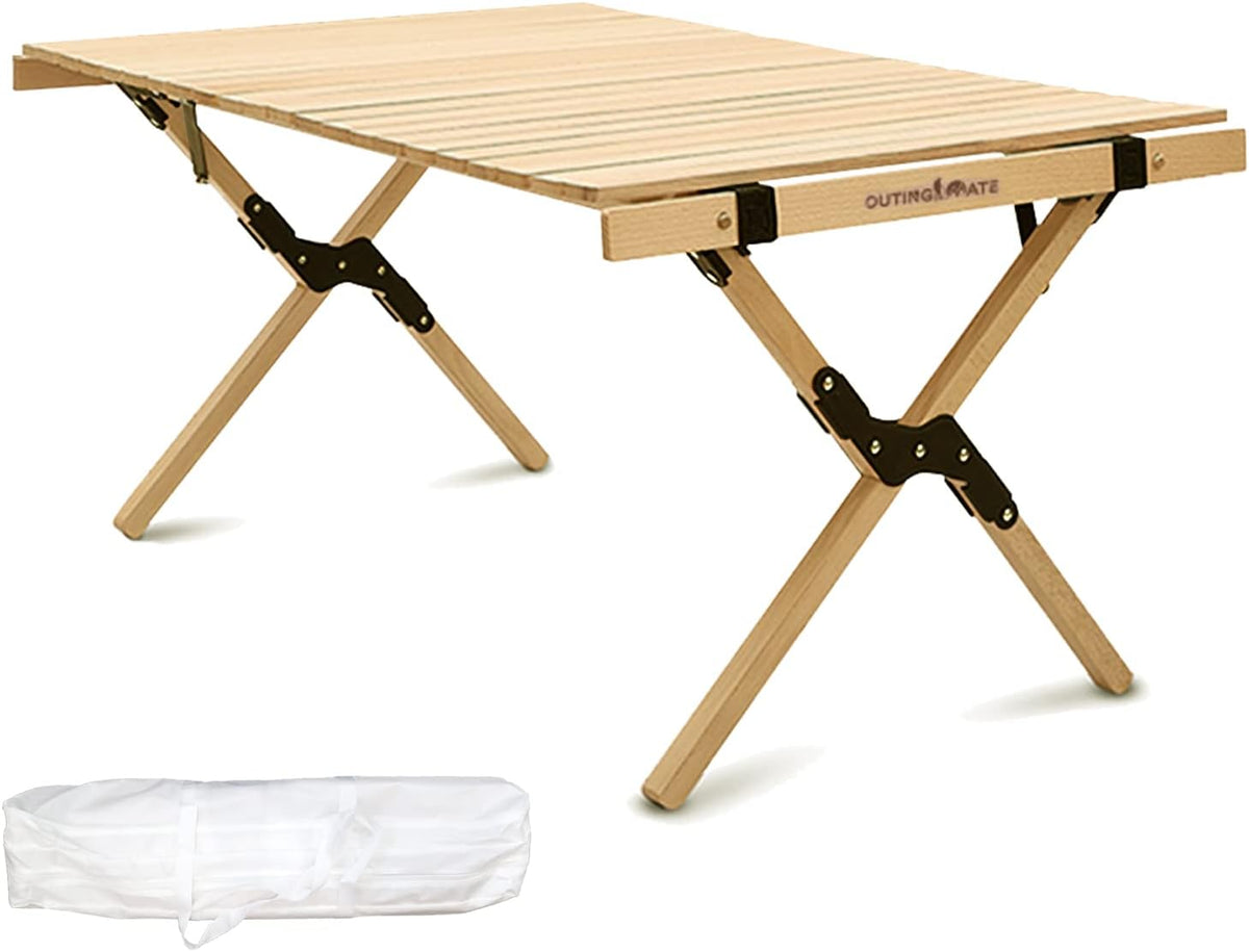 Solid Wood Folding Camping Table and Chair Set (Beech) B32691