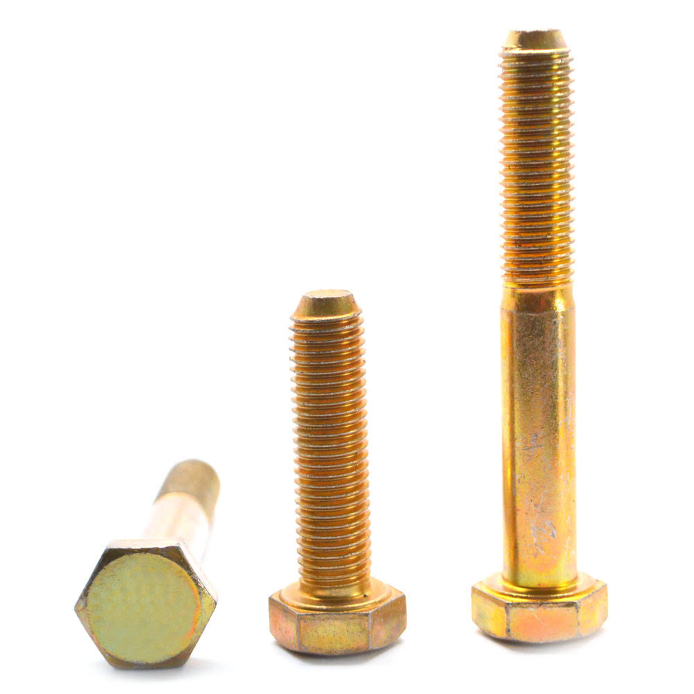 3/8x22-16 x 3 1/2x22 (PT) Coarse Thread Grade 8 Hex Cap Screw Alloy Steel Yellow Zinc Plated Q889