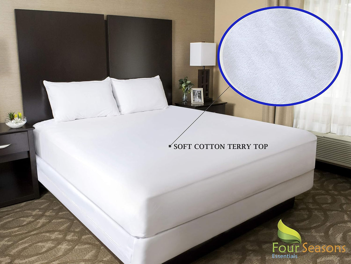 Full Size Zippered Waterproof Cotton Terry Mattress Protector K3442