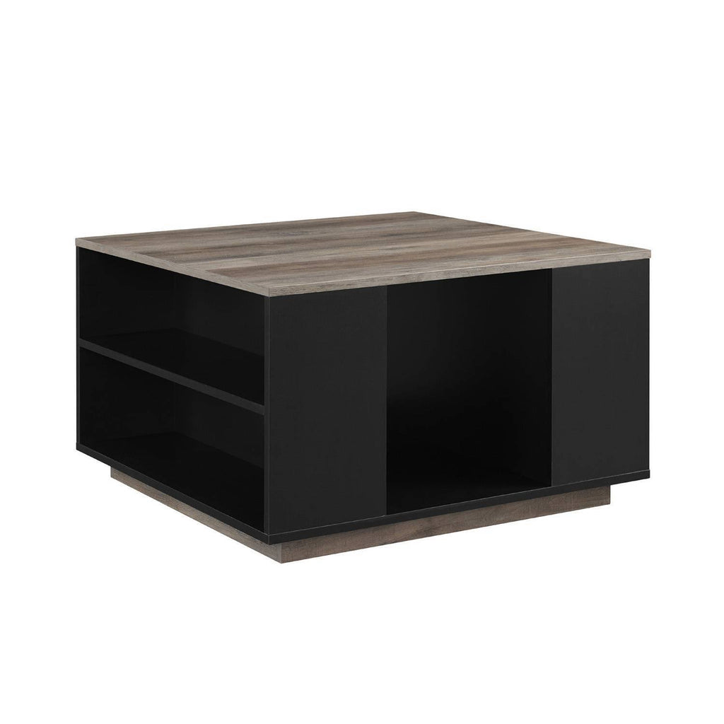 Solid Black/Gray Wash Square Storage Coffee Table Z45339