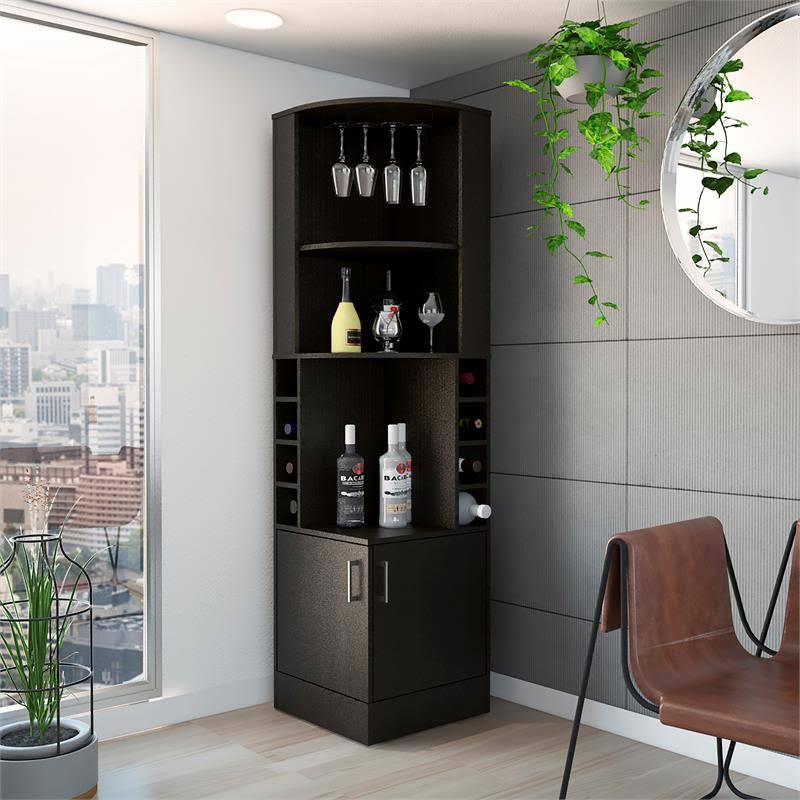 Black Corner Bar Cabinet Q45374
