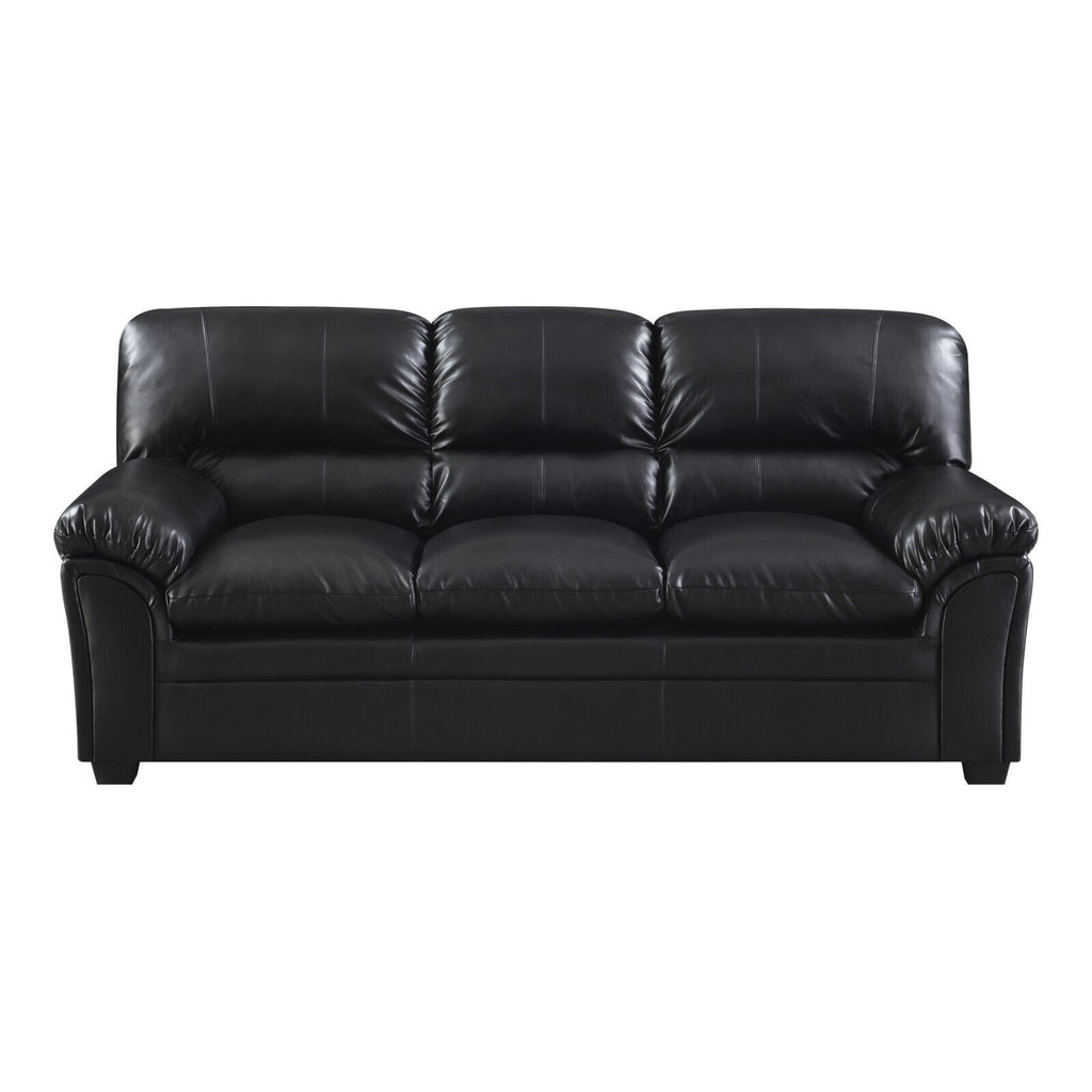 Black 2pc Faux Leather Sofa Loveseat Set G760460