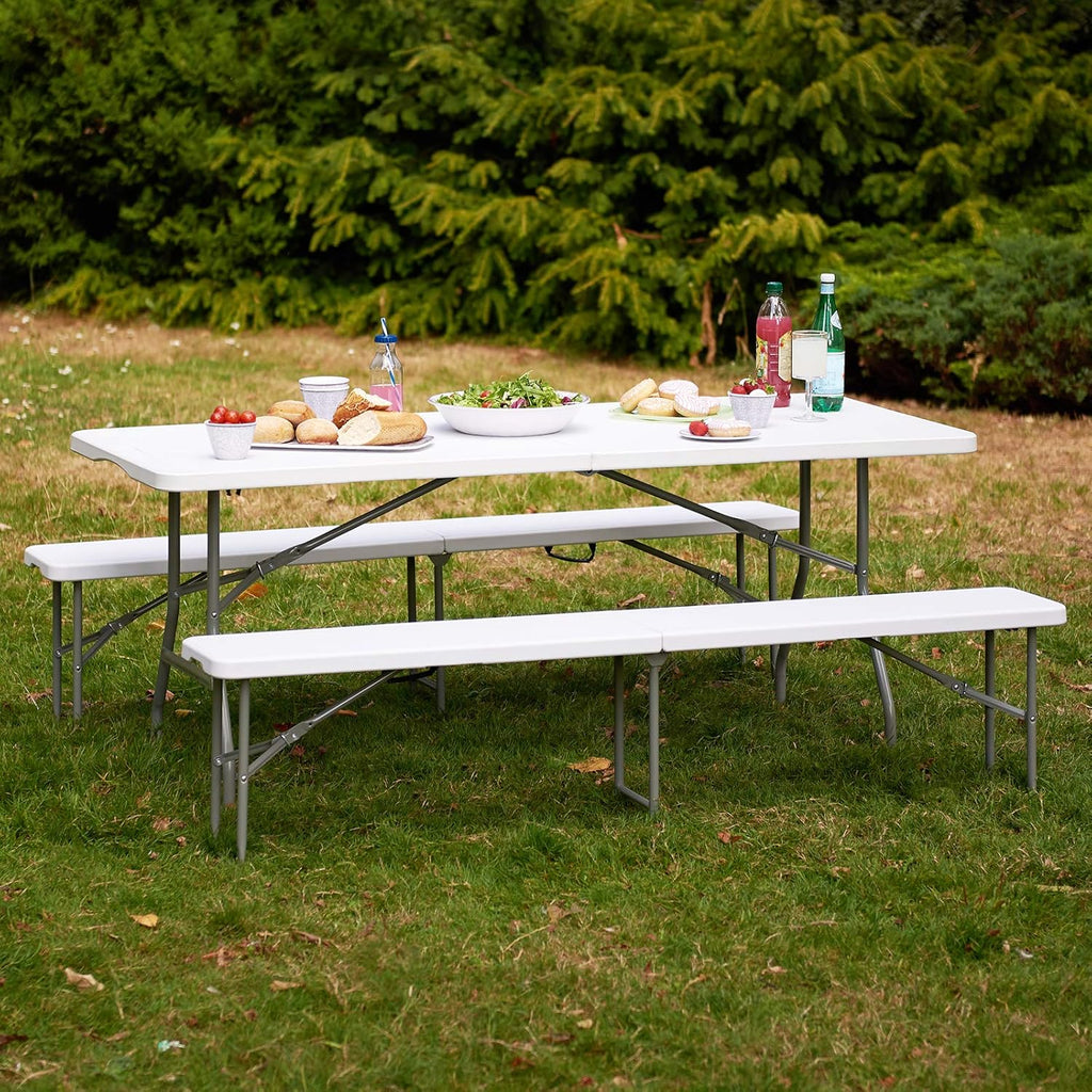 White Granite 6 Foot Folding Plastic Table S2353