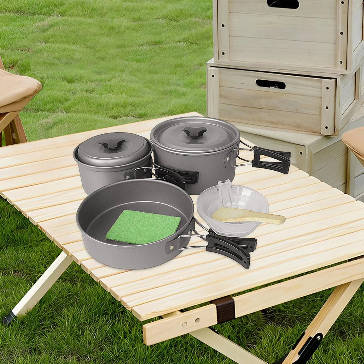 Camping Cookware Set Pot and Pan Compact Lightweight K4514