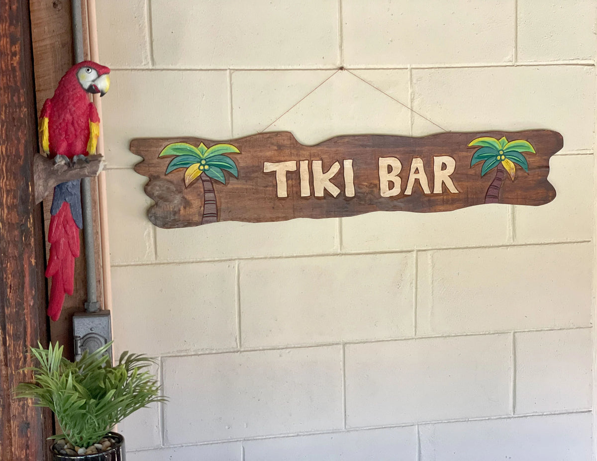 39 inch Hand Carved Tiki Bar Sign Wall Decor Z41598