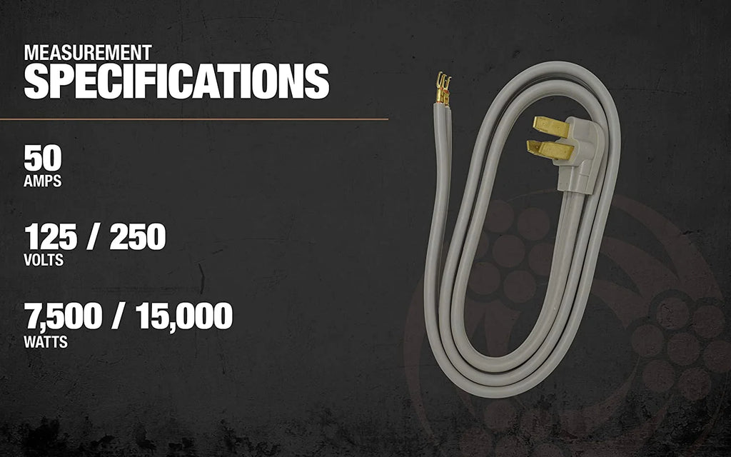 6' 50-Amp 3-Wire Range Power Cord S8722