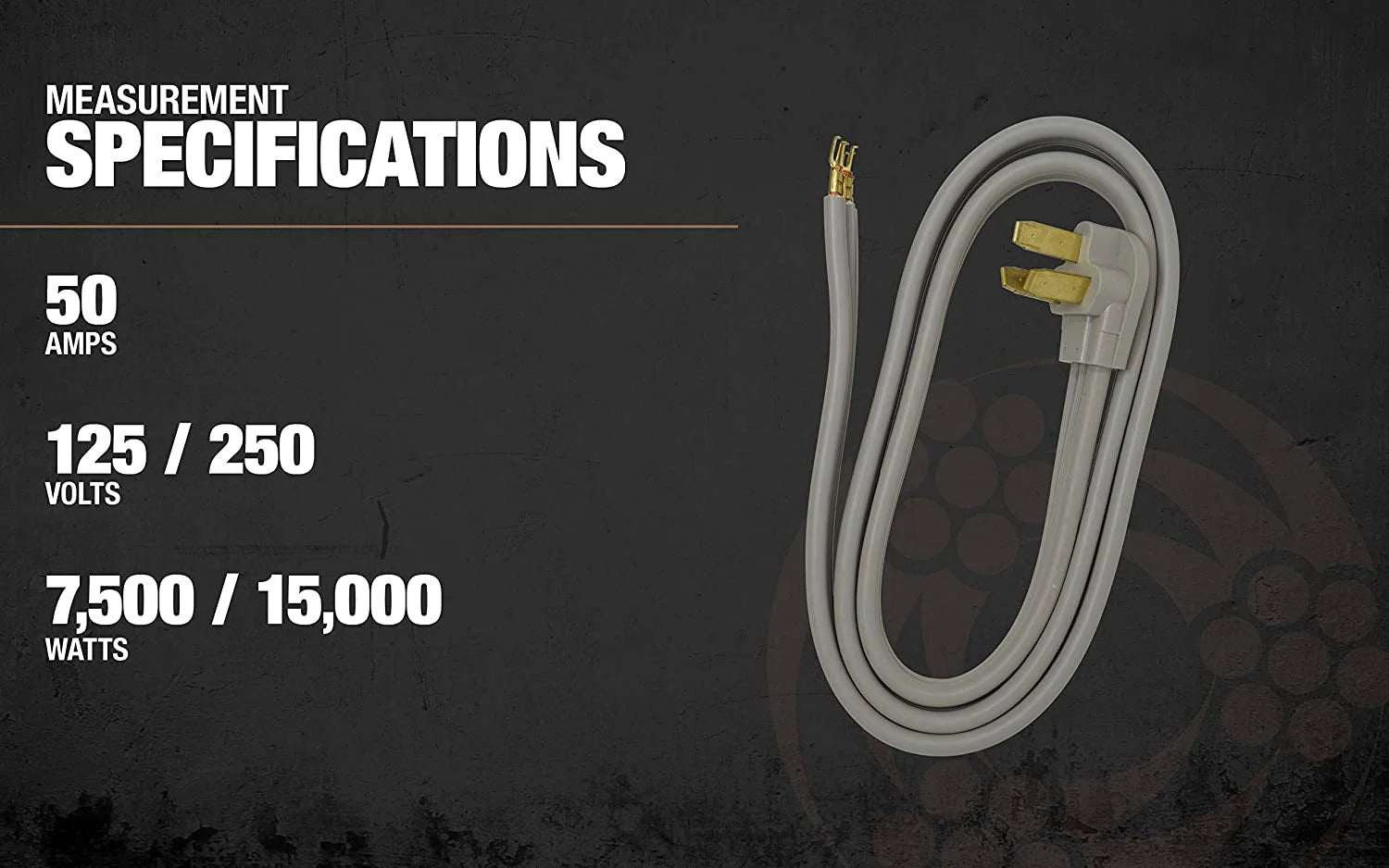6' 50-Amp 3-Wire Range Power Cord S8722