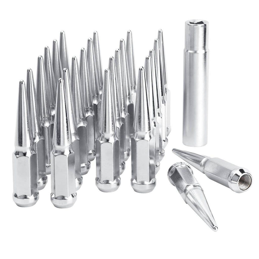 24 Silver M14X1.5 Cone Seat Closed End Wheel Lug Nuts Y816