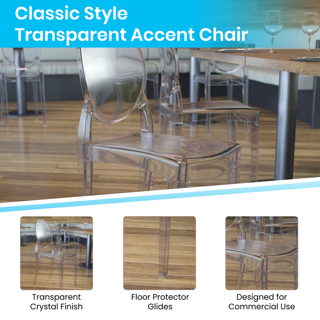 Set of 4 Transparent Resin Ghost Chairs Q673